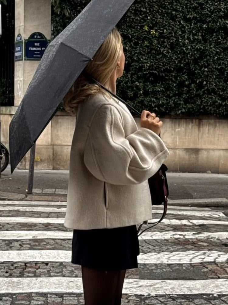 Veste en laine à col rond