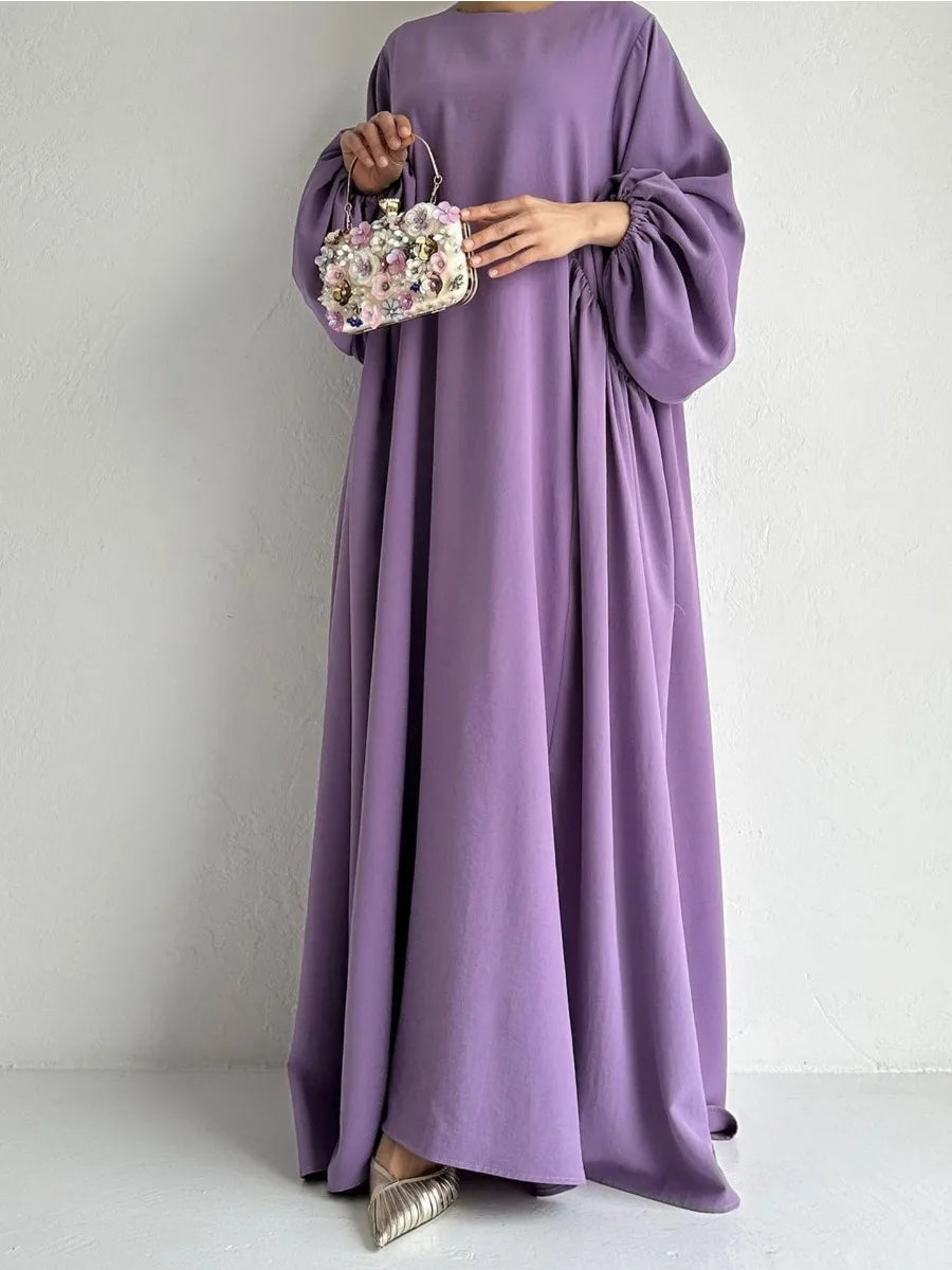 Abaya marocaine à manche lanterne